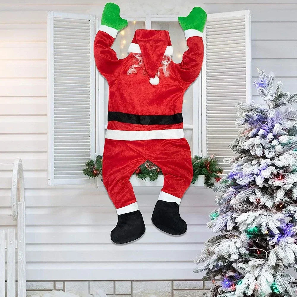Festive Climbing Santa Plush Decoration